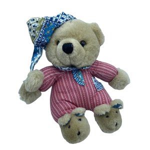 Vintage MTY International Sleepy Time Teddy Bear Pajamas Slippers 8" long RARE